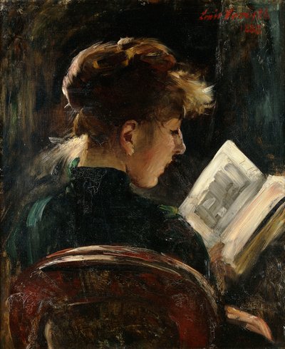Mujer leyendo; Lesendes Mädchen, 1888 de Lovis Corinth