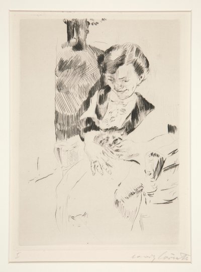 mujer con un gatito de Lovis Corinth