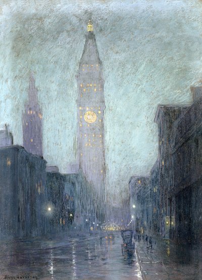 Avenida Madison al atardecer de Lowell Birge Harrison