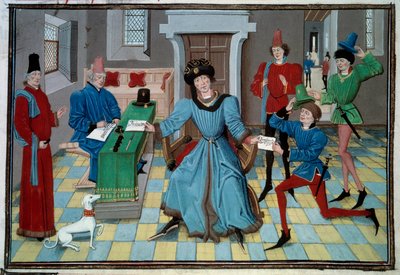 Llegada de un mensajero miniatura del manuscrito 