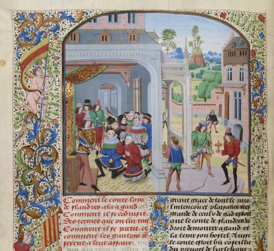 Homenaje de Luis II de Male por una delegación de Gante, ca 1470-1475 de Loyset Liedet
