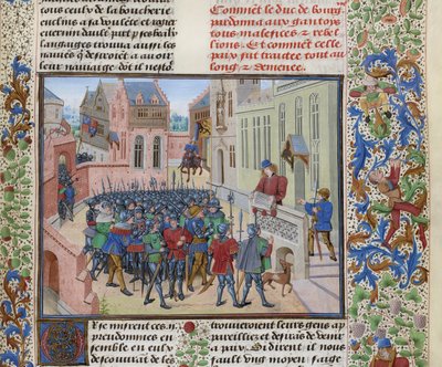 Jean de Heyle lee en Gante una carta de Felipe II el Audaz, ca 1470-1475 de Loyset Liedet
