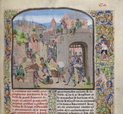 Saqueo de la ciudad de Grammont, ca 1470-1475 de Loyset Liedet