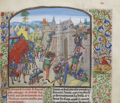 Asedio del castillo de Duras por los franceses en 1377 de Loyset Liedet