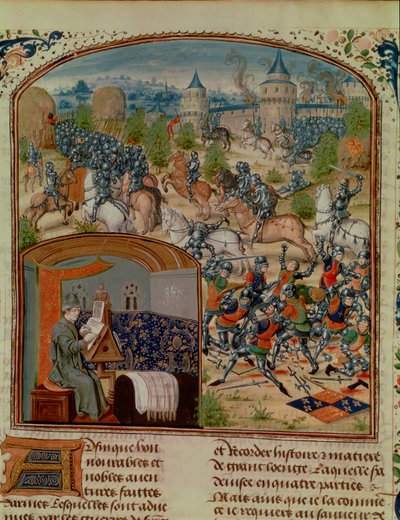 La Guerra de los Cien Años, miniatura de una copia del siglo XV de la Crónica de Froissart de Francia, siglo XV de Loyset Liedet