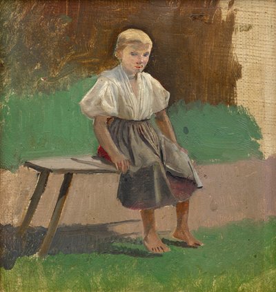Estudio de una niña campesina sentada de Laszlo Mednyanszky