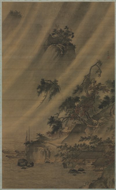 Pueblo Ribereño en una Tormenta de Lu Wenying
