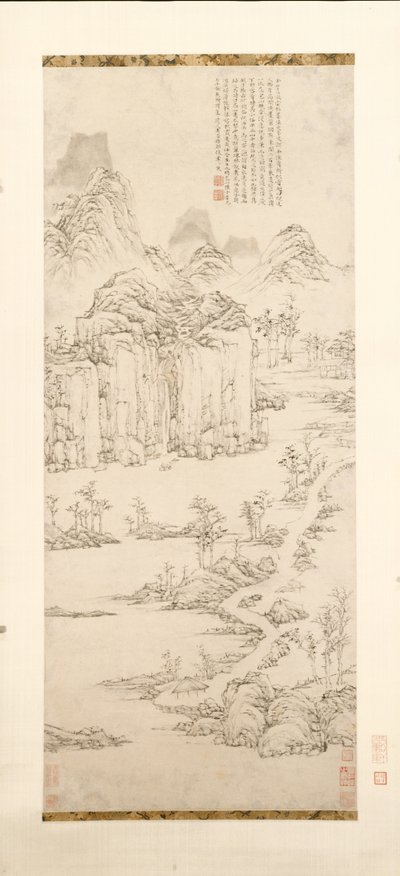 Retiro Daoísta en Paisaje de Montaña y Río después de Ni Zan [1301-1374], 1567 de Lu Zhi