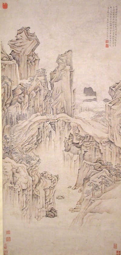 Puente de roca natural, fechado en 1556 de Lu Zhi