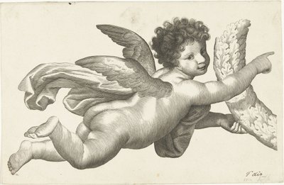 Putto flotante con corona de Lubertus Teunis van Deth