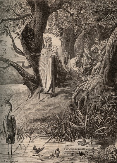 Apólogo de los pájaros pescadores, contado por San Martín a los habitantes de las orillas del Loira - grabado por Luc Olivier Merson (1846-1920) de Luc Oliver Merson