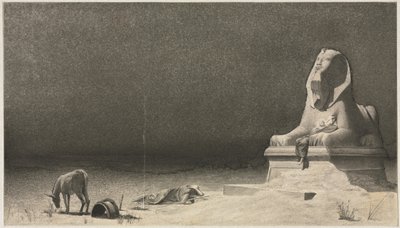 El descanso en la huida a Egipto (recto), Boceto de una esfinge (verso), c. 1879-80 de Luc Olivier Merson