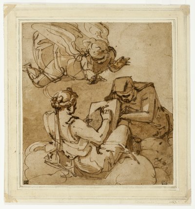 Tema alegórico (Ángel sobre dos sibilas) de Luca Cambiaso