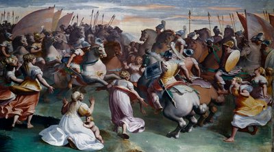 El rapto de Sabina (siglo XVI), de Luca Cambiaso (1527-1585), fresco, Villa Imperiale, Génova, Liguria, Italia de Luca Cambiaso