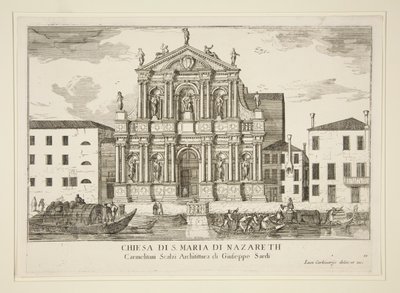 Iglesia de Santa Maria di Nazareth desde de Luca Carlevarijs