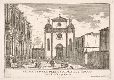 Vista de la fachada de la iglesia de San Roque y a la izquierda la fachada de la Escuela de Luca Carlevarijs