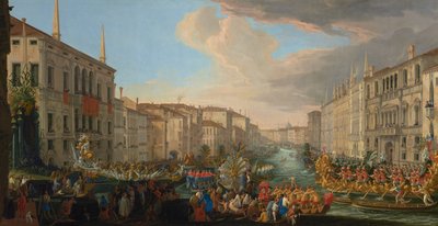 Regata en el Gran Canal en honor de Federico IV, rey de Dinamarca de Luca Carlevarijs