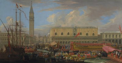 El Bucintoro Partiendo del Bacino di San Marco, 1710 de Luca Carlevaris