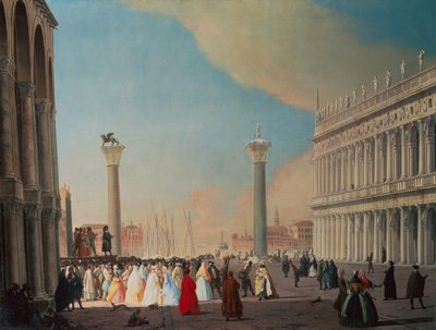 La Piazzetta, Venecia, mirando al Sur desde frente a la Fachada de San Marco de Luca Carlevaris