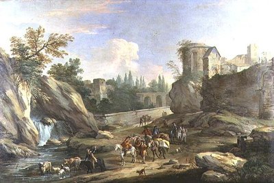 Viajeros en la Campagna de Luca Carlevaris