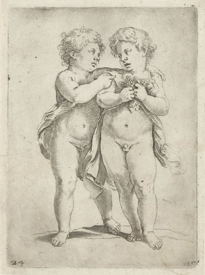 Dos niños, uno con un racimo de uvas Libro de dibujo (título de la serie) Le livre dessein (título de la serie) de Luca Ciamberlano