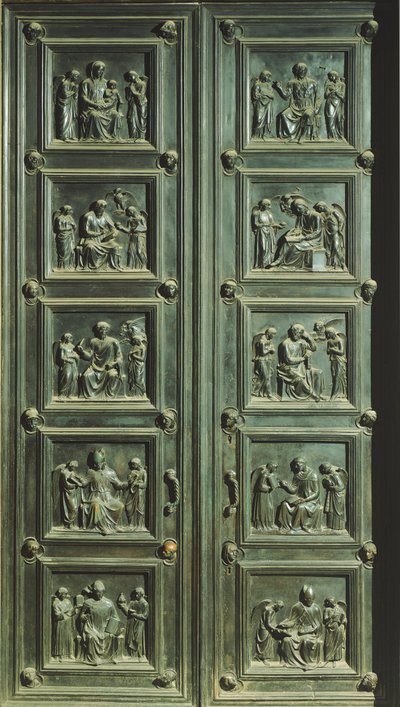 Italia, Florencia, Iglesia de Santa María del Fiore, Puerta de la sacristía de las misas de Luca Della Robbia