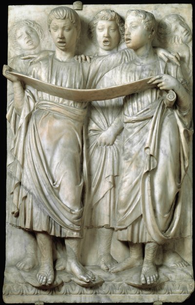 La cantoria o niños cantando en coro - Relieve de mármol, por Luca della Robbia (c.1400-1482), Quattrocento de Luca Della Robbia