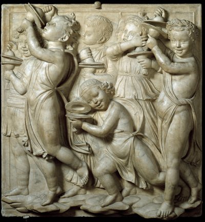 Panel de la Cantoria o Tribuna de cantores: niño tocando platillos. Alto relieve de mármol por Luca della Robbia (ca. 1400-1482) 1431-1438 Dim. 348 cm Museo dell