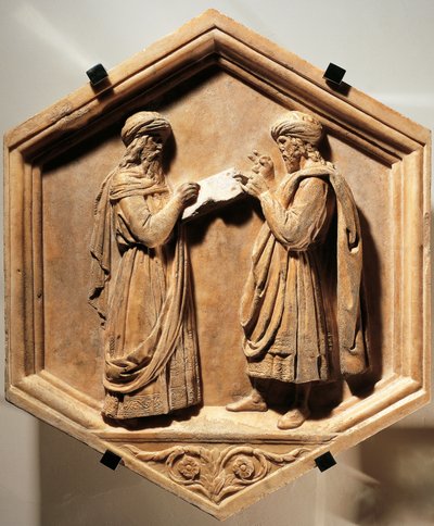 Pitágoras y Euclides de Luca Della Robbia