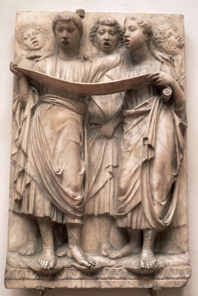 Ángeles cantores, relieve de la Cantoria de Luca della Robbia, c.1435 de Luca Della Robbia