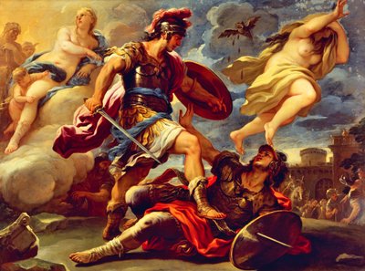 Eneas derrota a Turno de Luca Giordano