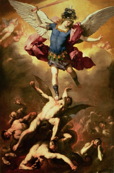 El Arcángel Miguel derriba al ángel rebelde, c.1660-65 de Luca Giordano