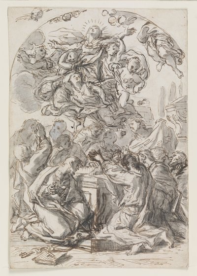 Asunción de la Virgen; verso: Cabeza de mujer y niño de Luca Giordano