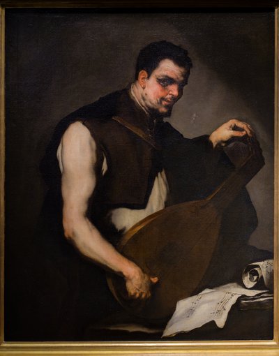 Músico afinando su laúd de Luca Giordano