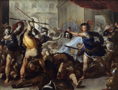 Perseo convirtiendo a Fineo y sus seguidores en piedra de Luca Giordano