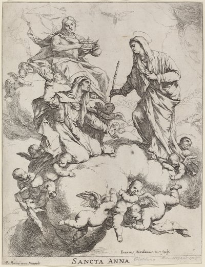Santa Ana recibida por la Virgen y Cristo de Luca Giordano