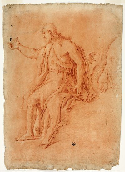 San Juan Bautista predicando (recto); Desnudo masculino con brazos levantados y bocetos de cabezas (verso) de Luca Giordano
