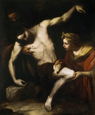 San Sebastián atendido por santa Irene de Luca Giordano