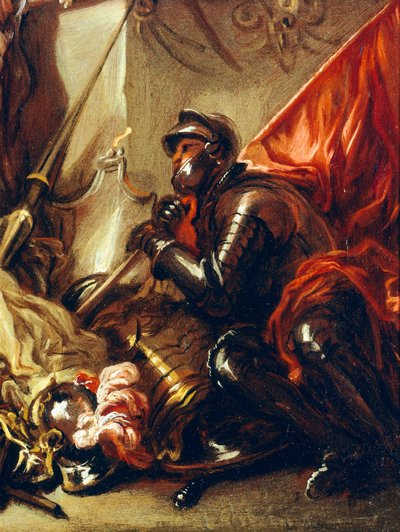 Soldado sosteniendo estandarte (detalle) de Luca Giordano