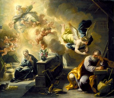 El sueño de San José, c.1700 (óleo sobre lienzo) de Luca Giordano
