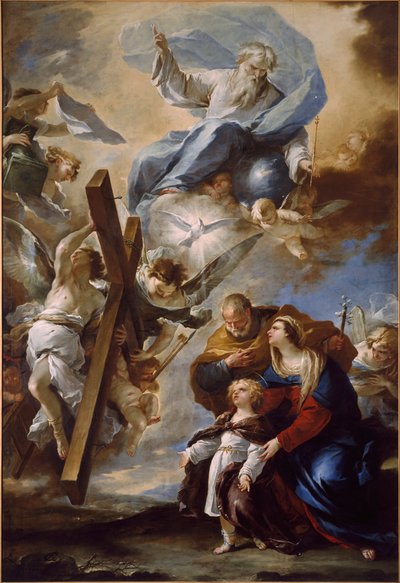 La Sagrada Familia con los Símbolos de la Pasión, c. 1660 de Luca Giordano