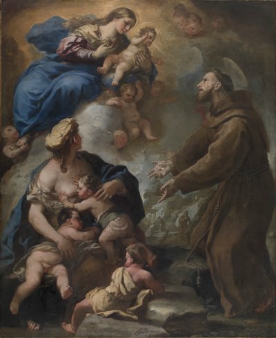 La Virgen y el Niño apareciendo a San Francisco de Asís de Luca Giordano