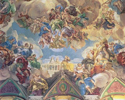 Triunfo de los Habsburgo (sección inferior del techo) de Luca Giordano