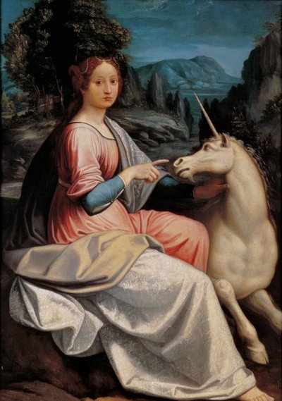 Dama y el Unicornio, 1534-1540 de Luca Longhi