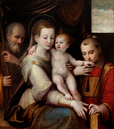 La Sagrada Familia y San Esteban, c.1560 (óleo sobre lienzo) de Luca Longhi