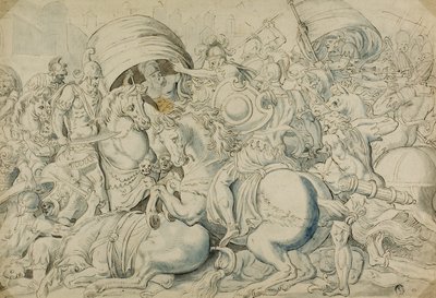 Batalla ante Troya de Luca Penni