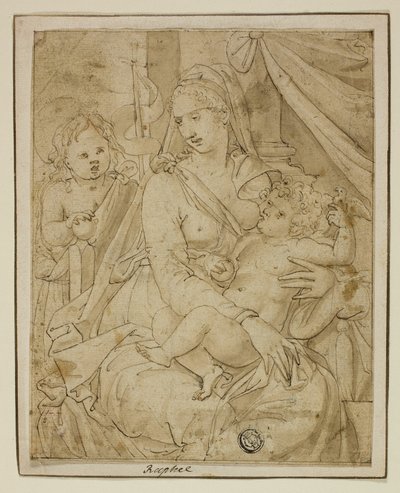 Virgen y Niño con el infante Juan el Bautista de Luca Penni