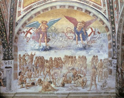 Primer plano de un fresco en una catedral, Resurrección de la Carne, Luca Signorelli, Orvieto, Umbría, Italia de Luca Signorelli