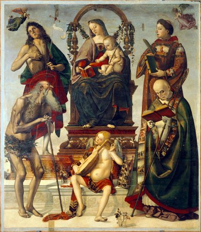 Pala de San Onofrio, Madonna y Niño con Santos de Luca Signorelli