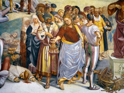 Sermón y hechos del Anticristo del ciclo del Juicio Final (detalle) de Luca Signorelli